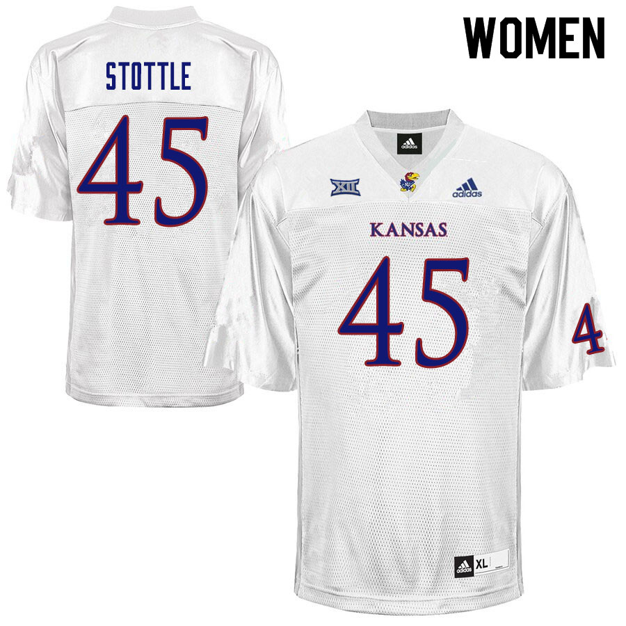 Women #45 Tyler Stottle Kansas Jayhawks College Football Jerseys Sale-White - Click Image to Close
